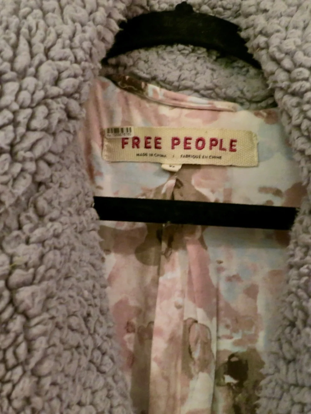 Free People Tessa Dusty Blue Grey Longline Teddy Coat | Small
